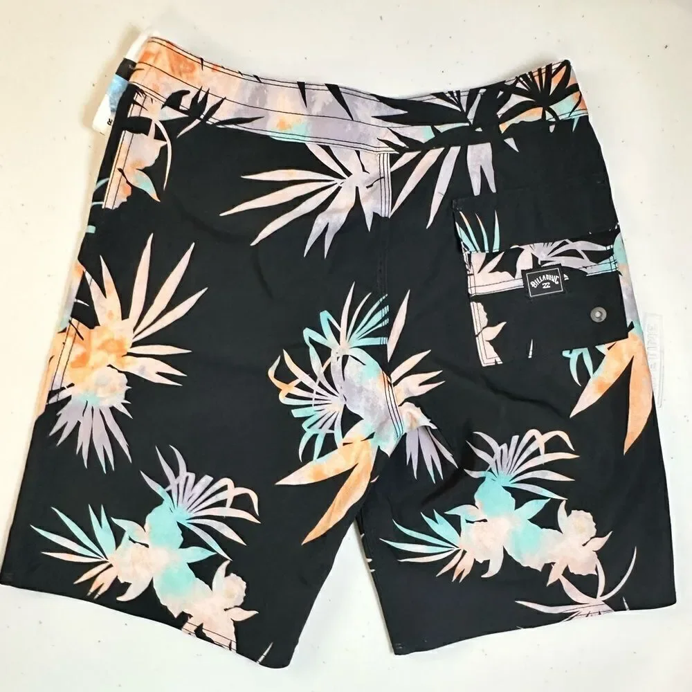 NWT Billabong Youth Boys Recycler Pro Board Shorts Black Floral - Size 26